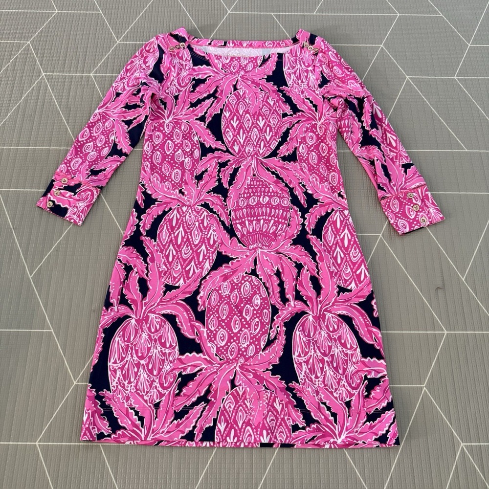 Lilly Pulitzer Pink Coco Safari Pineapple Ophelia Swing Dressâ Size XS